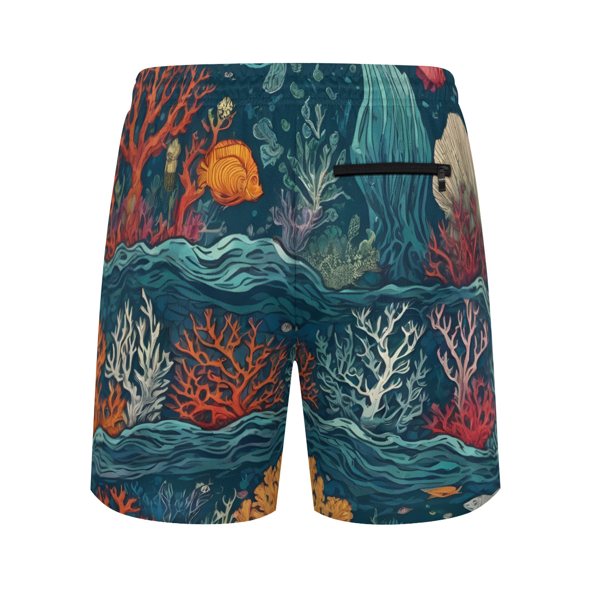 Under Sea BeautyAll-Over Print Men's Casual Shorts Double-Layer Sports Beach Shorts (Multi-Faceted Design) | Polyester