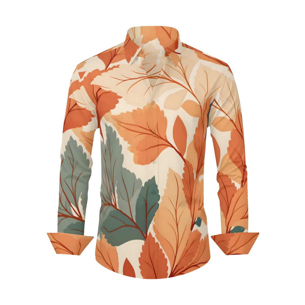 Floral Men's Classic Long-Sleeved Shirt | Polyester