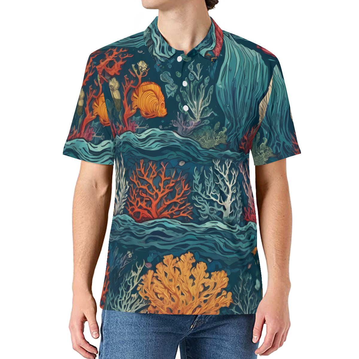 Under Sea Beauty Men's Premium European Size POLO Shirt | 95% Polyester+5% Spandex