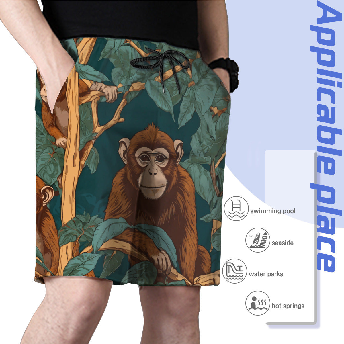Monkey Vibes Men's Comfortable Beach Shorts