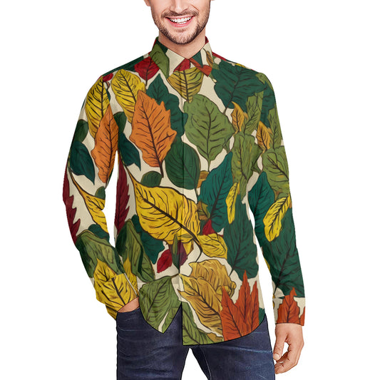 Awesome Leaves Men's Classic Long-Sleeved Shirt | Polyester