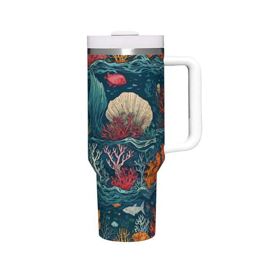 Under Sea Beauty Large Capacity Tumbler with Handle(1100ml/40oz) | Stainless Steel 304
