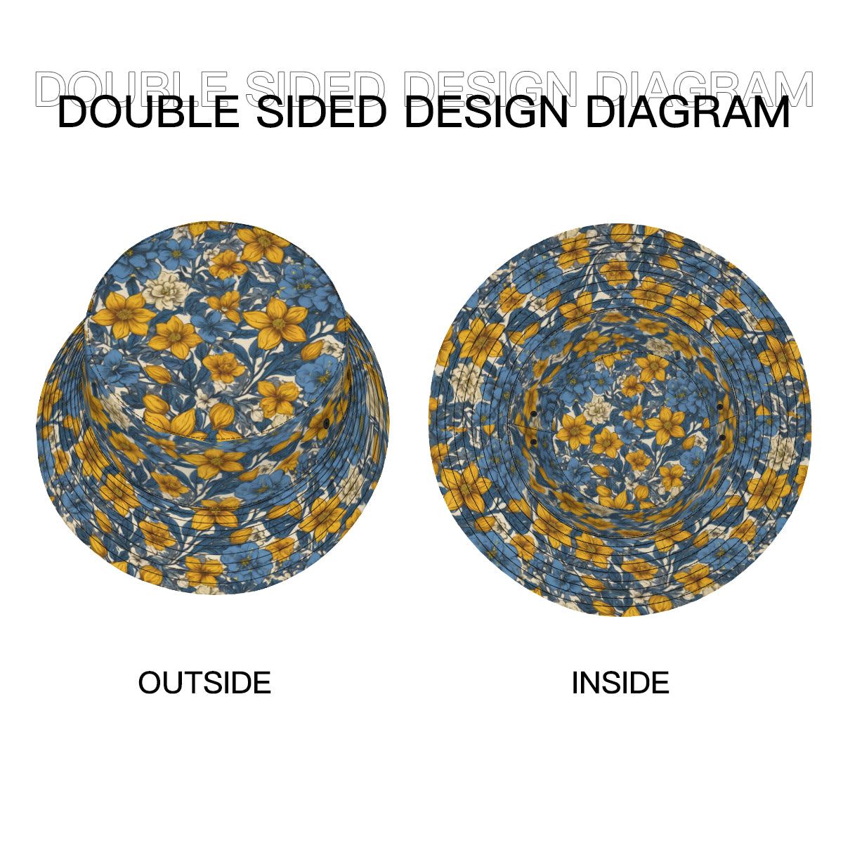 Abstract Yellow Floral Fisherman Hat | Polyester