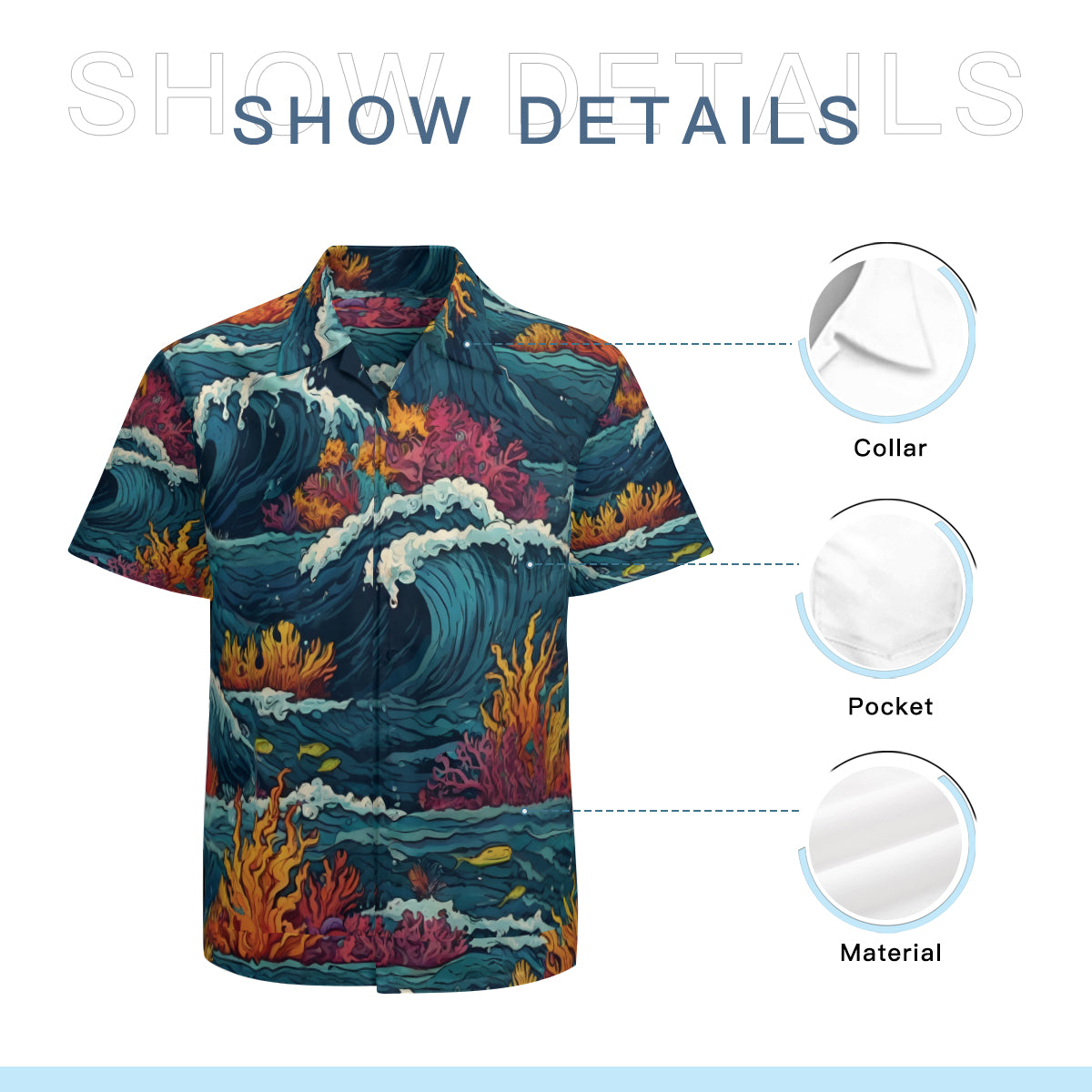 Ocean Waves Hawaiian Shirt | Polyester
