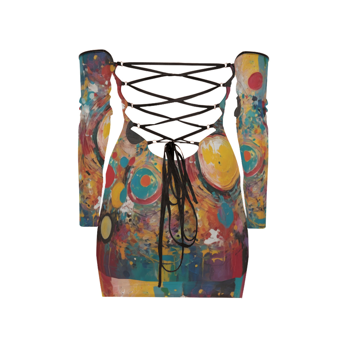 Crazy Design Women's Off-shoulder Back Lace-up Dress | Polyester