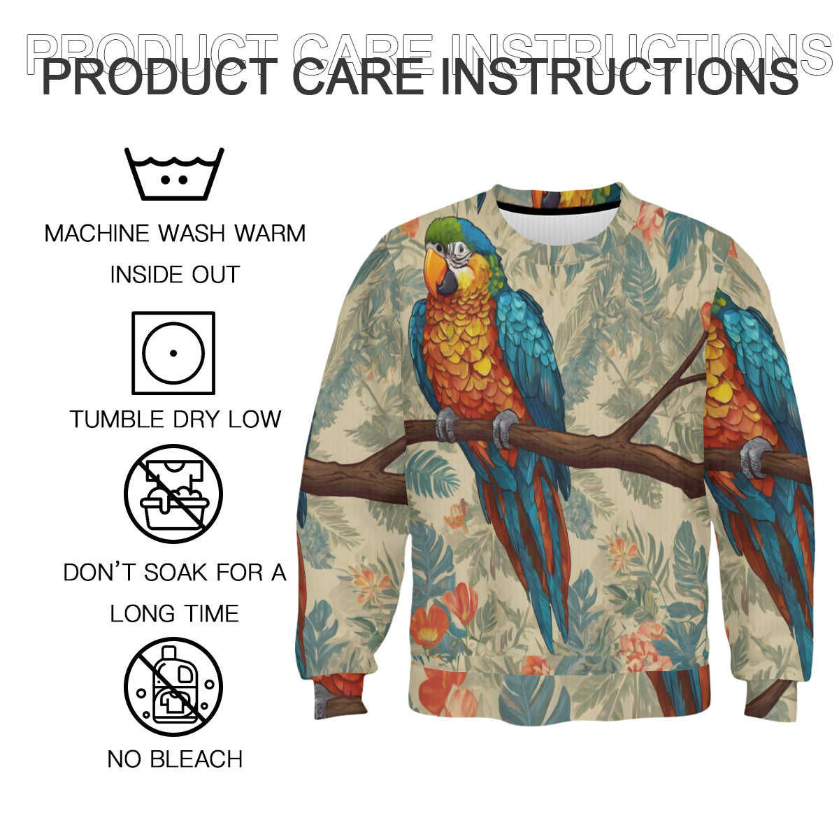 Parrot Design Crew Neck Sweater