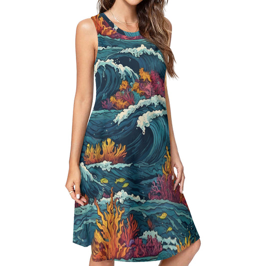 Ocean Waves Women's Casual Dress | Polyester