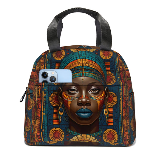 African Image Personalised canvas handheld insulated lunch bag (with side pocket)｜Polyester