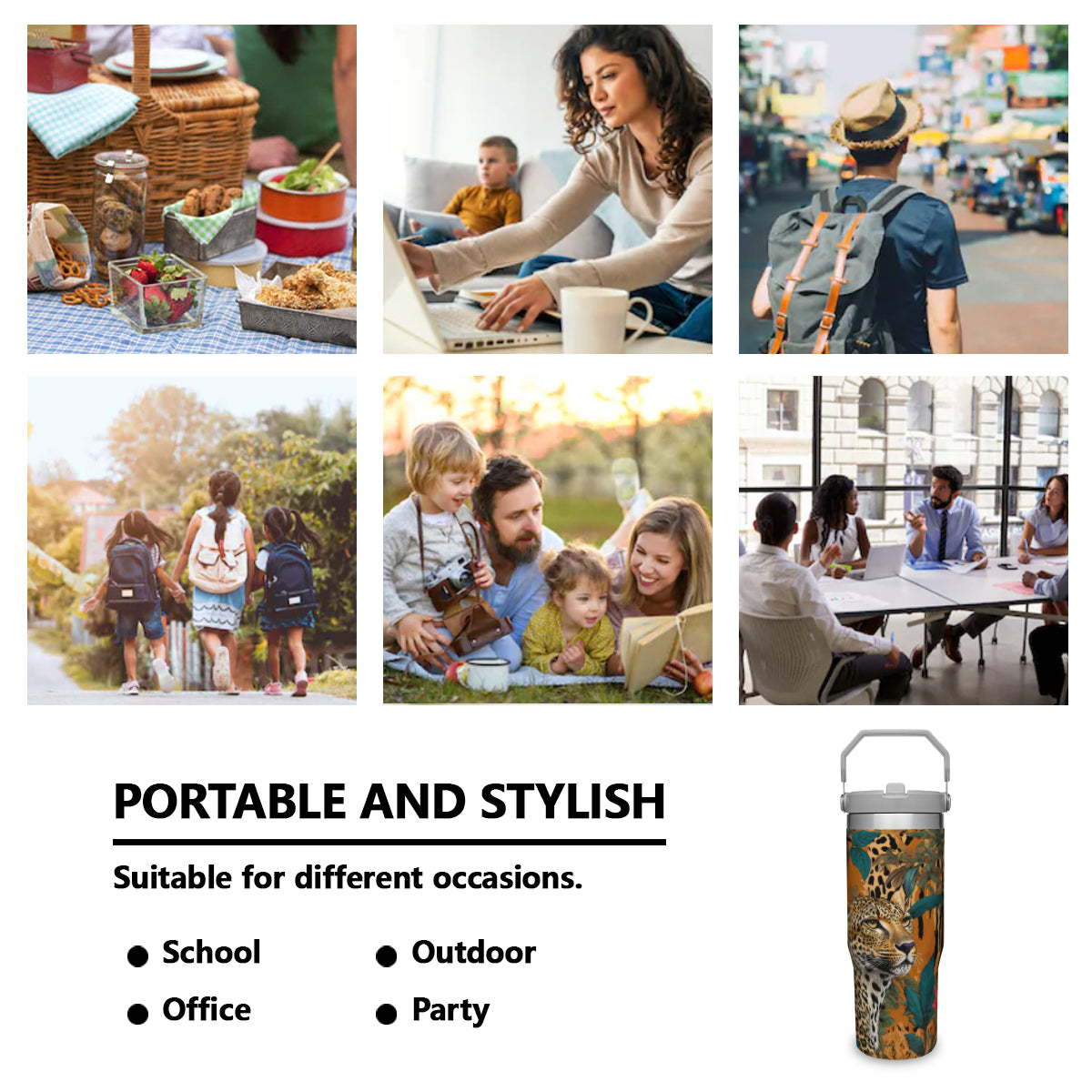 Warrior Leopard Personalized Portable Tumbler (880ml/30oz) | Stainless Steel 304