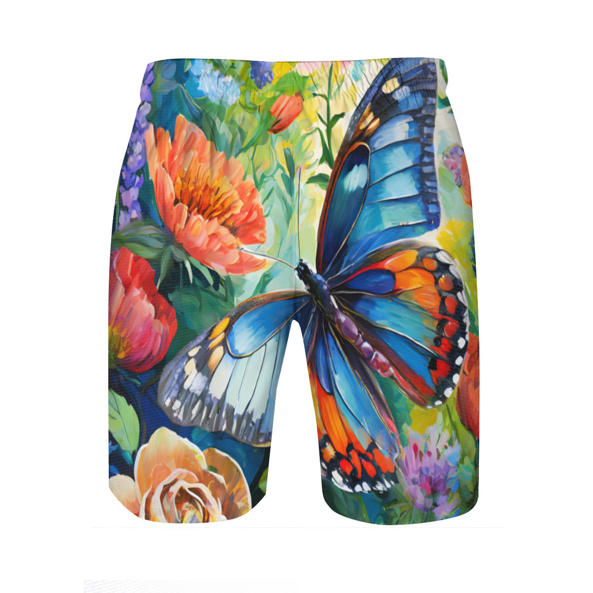 Abstract Floral Men's Beach Shorts (Not Mesh Lined) | Polyester