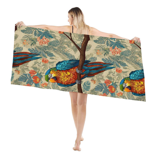 Parrot Design Beach towel (comfortable model)｜Polyester