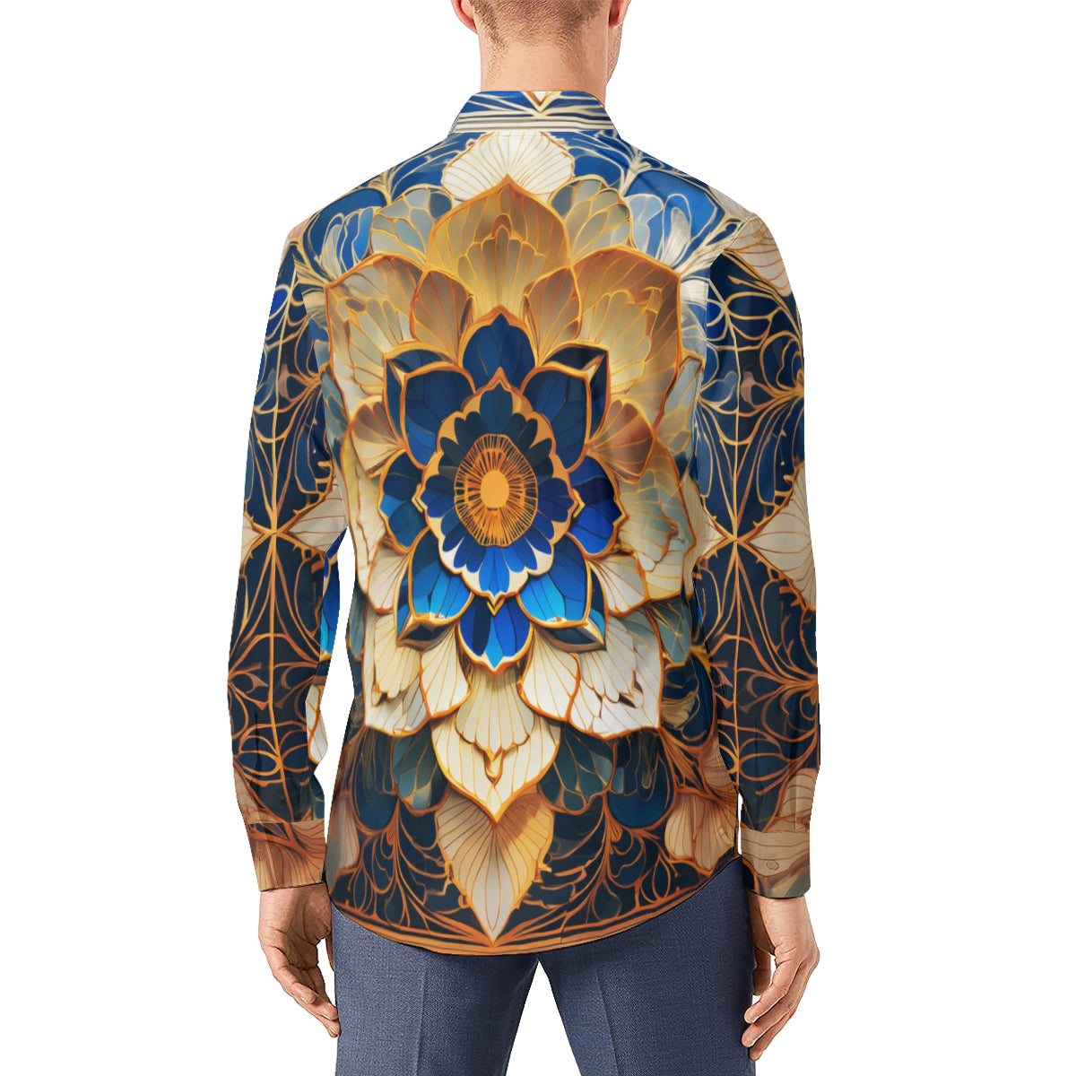 Elegant Floral Men's Classic Long-Sleeved Shirt