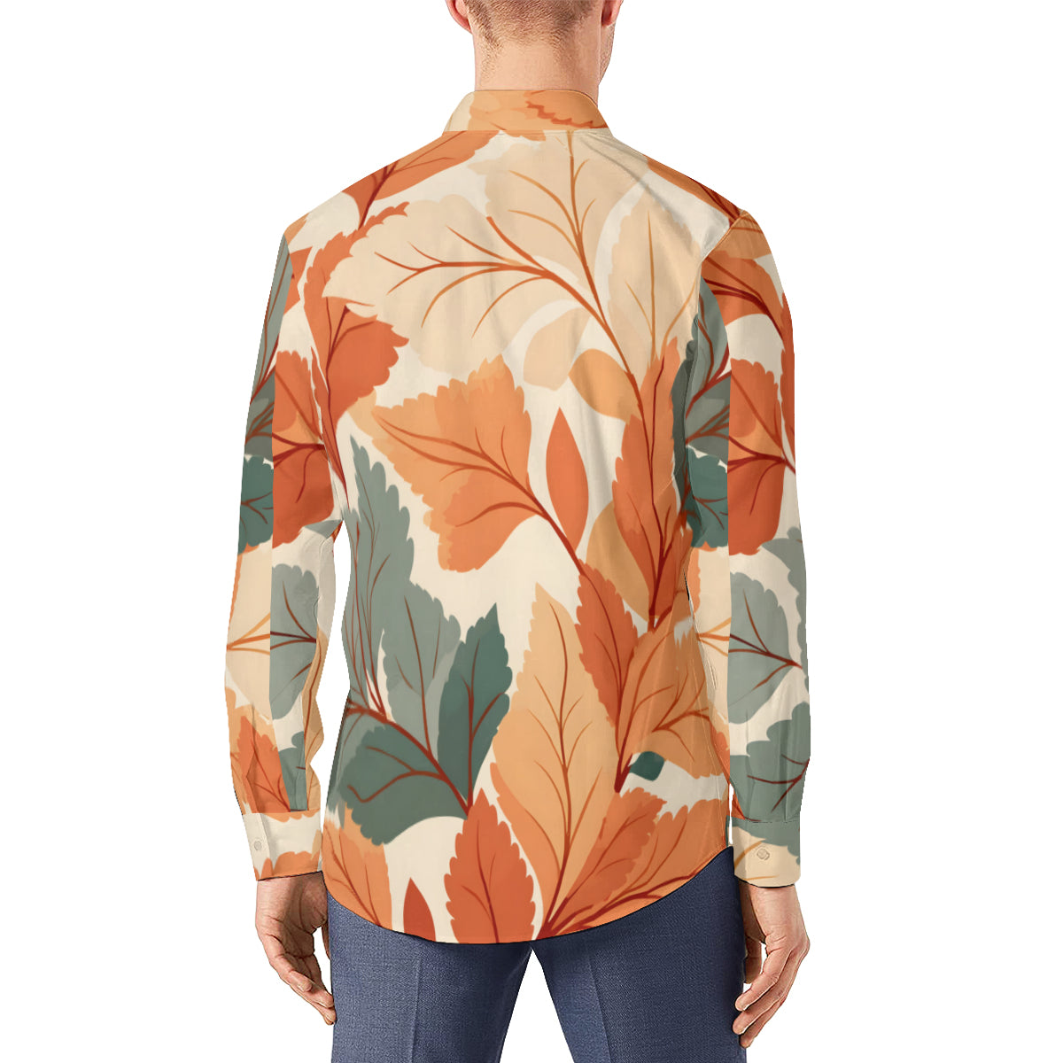 Floral Men's Classic Long-Sleeved Shirt | Polyester