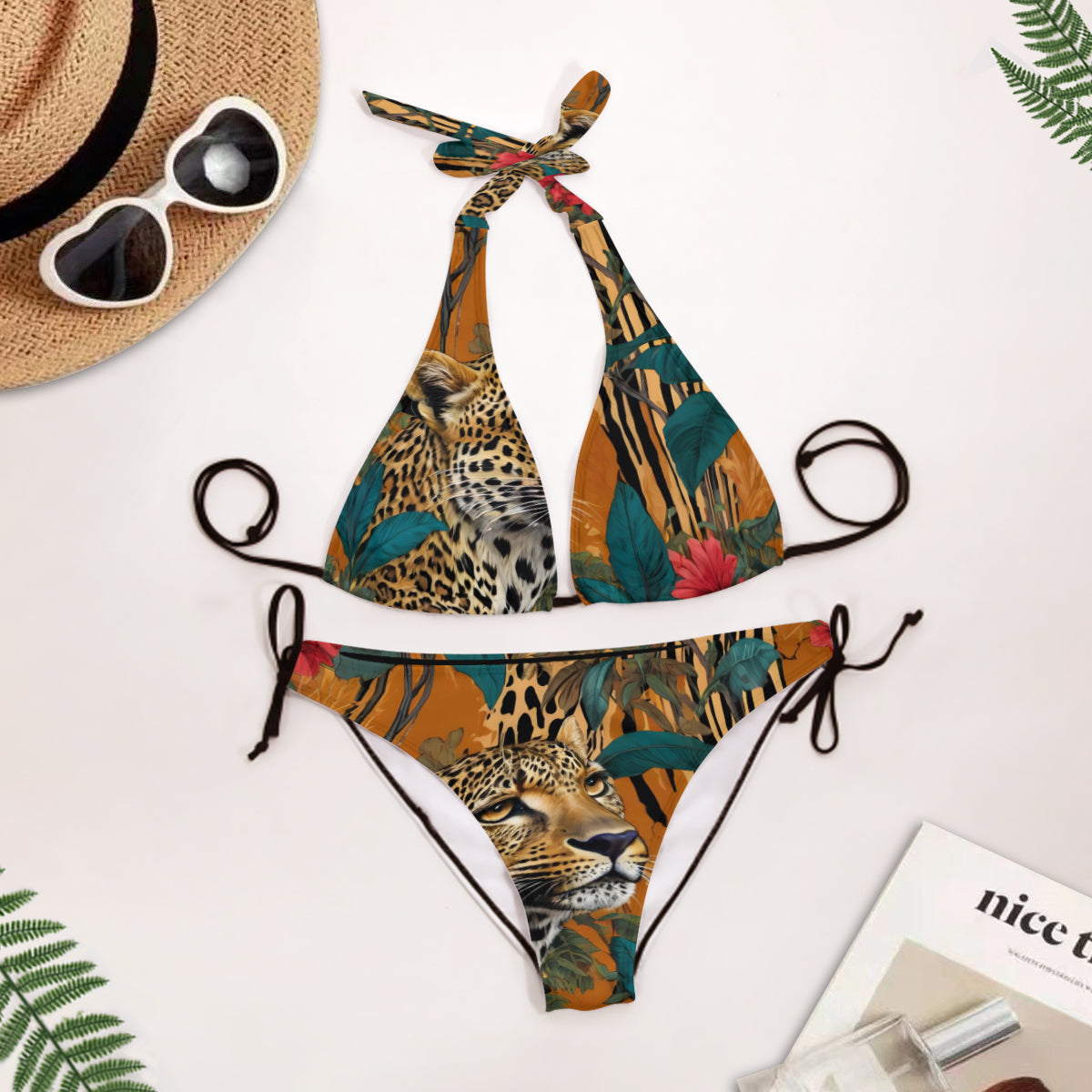 Warrior Leopard Bikini Swimsuit (Multi-Faceted Design)｜Polyester+Spandex