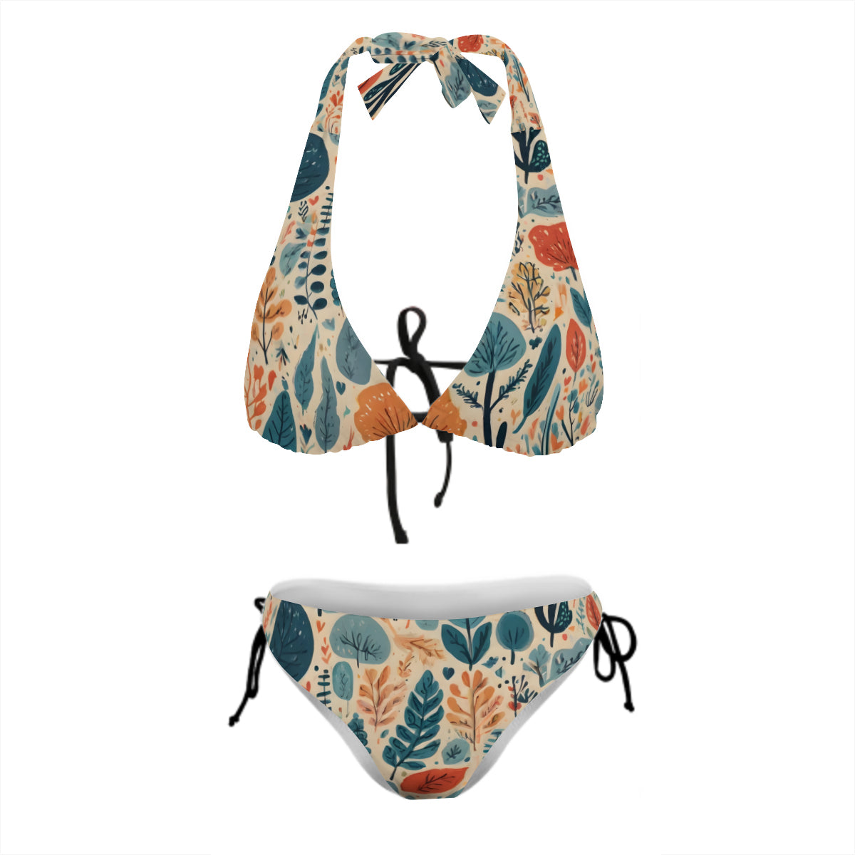 Abstract Floral Bikini Swimsuit (Multi-Faceted Design)｜Polyester+Spandex