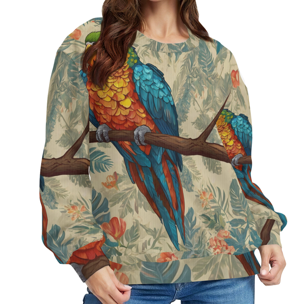 Parrot Design Crew Neck Sweater