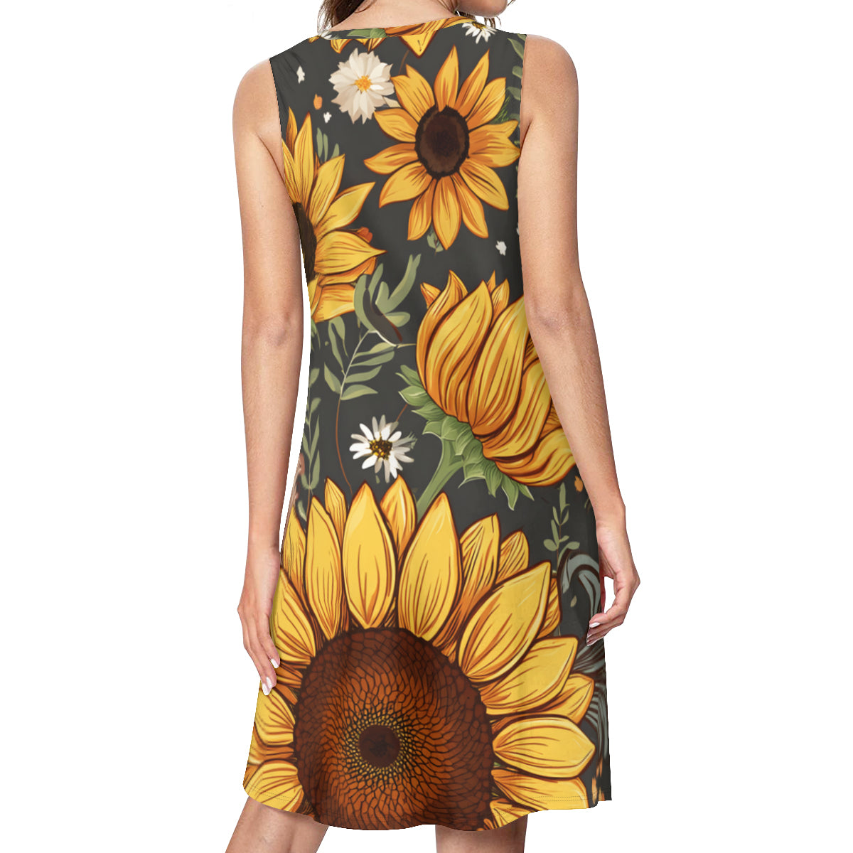 Sunflower Print Women's Casual Dress