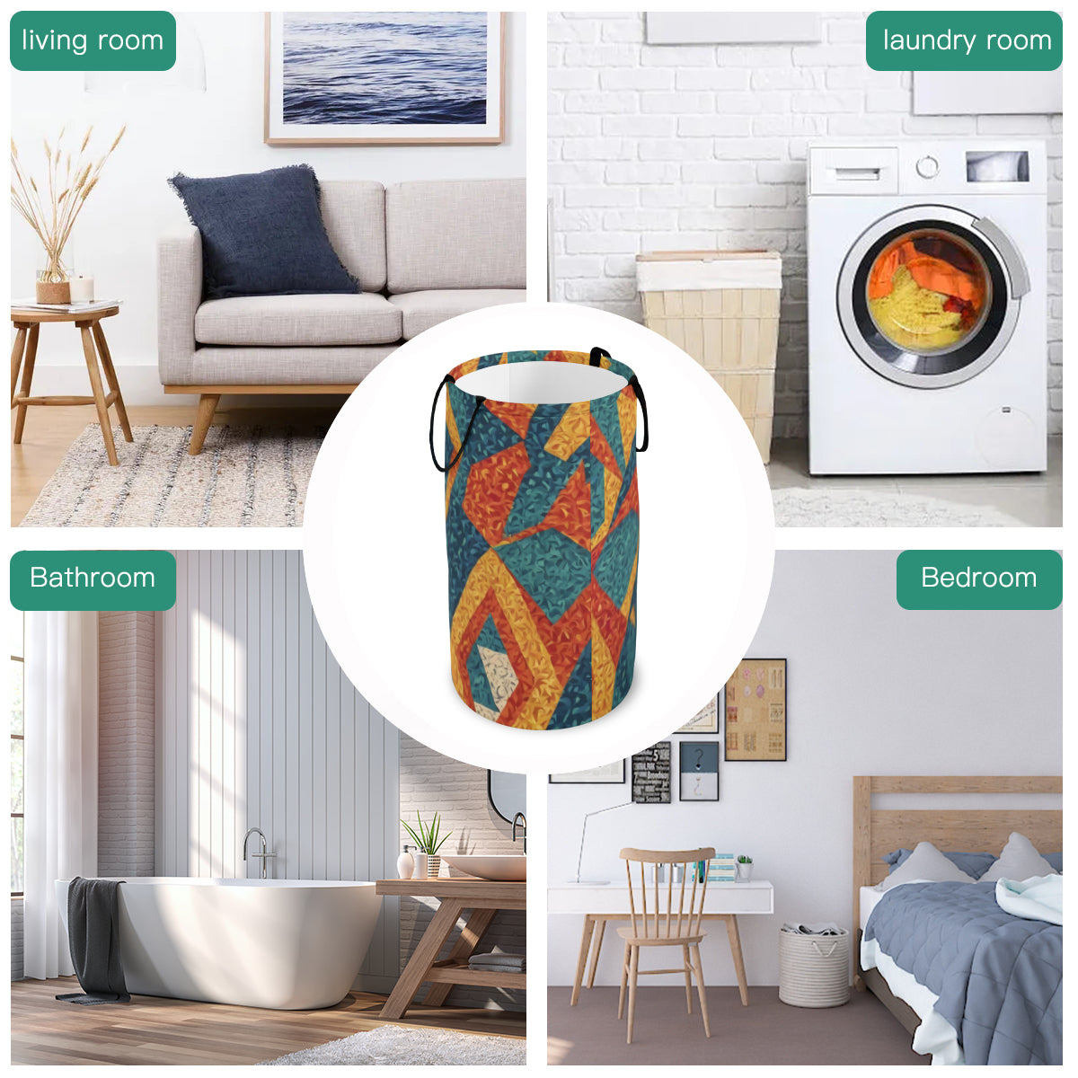 Abstract Pattern Large Capacity Foldable Laundry Basket | Polyester