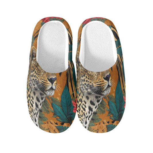 Warrior Leopard Personalized Warm Cotton Slippers | Flannel