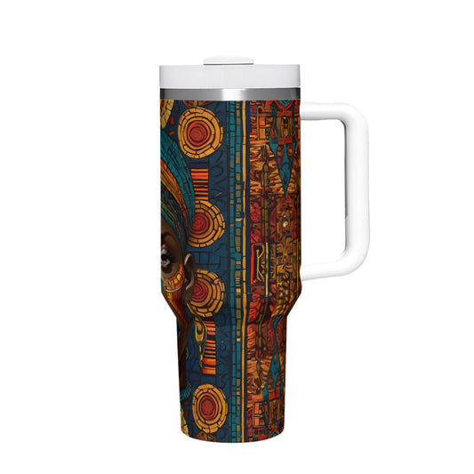 African Image Large Capacity Tumbler with Handle(1100ml/40oz) | Stainless Steel 304