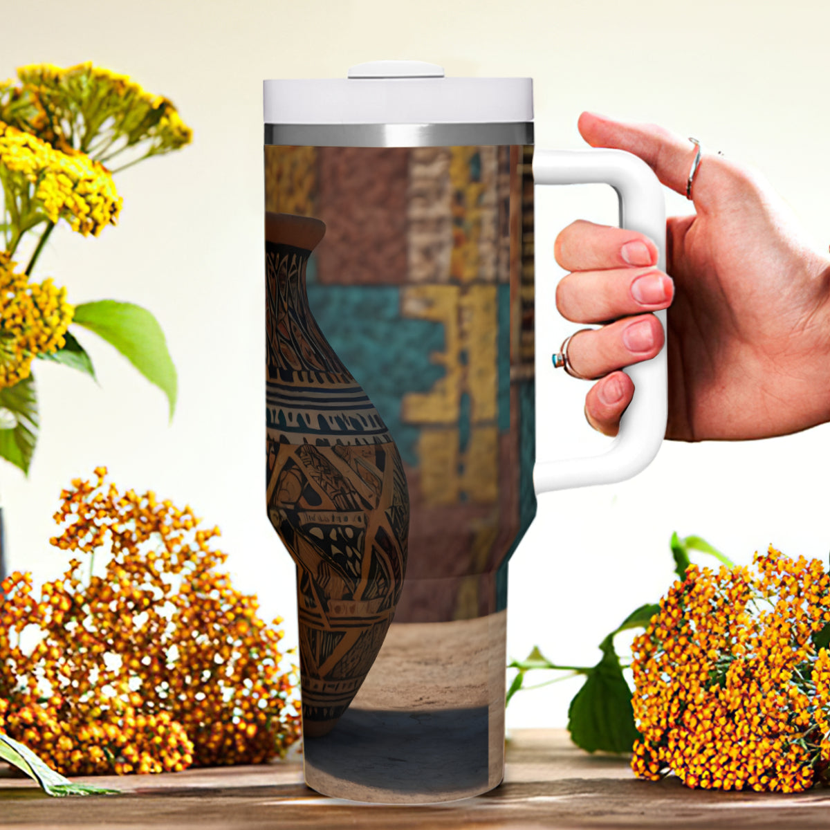 Golden Pot Large Capacity Tumbler with Handle (1100ml/40oz) | Stainless Steel 304