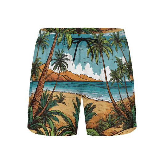 Beach Front Men's Casual Shorts Double-Layer Sports Beach Pants (Short) | Polyester