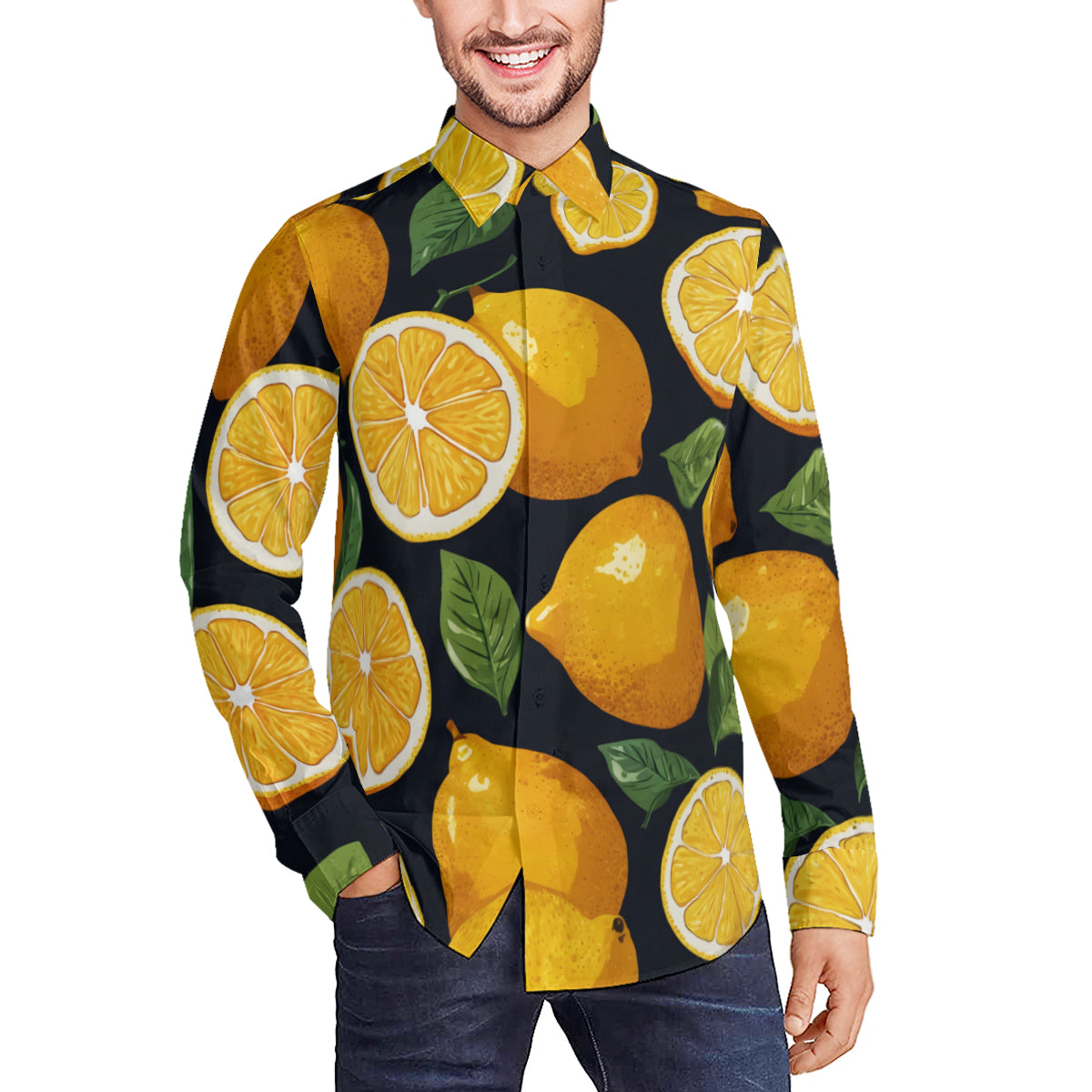 Lemon Men's Classic Long-Sleeved Shirt | Polyester