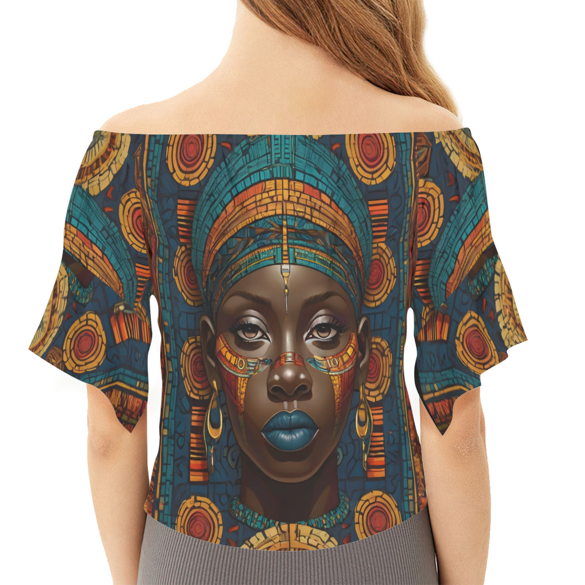 Melanin Beauty Women's One-shoulder Tie Short Sleeves T-shirt | Polyester