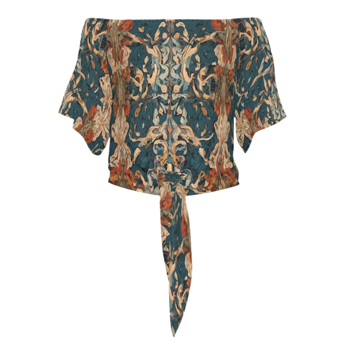 Abstract Design Women's One-shoulder Tie Short Sleeves T-shirt