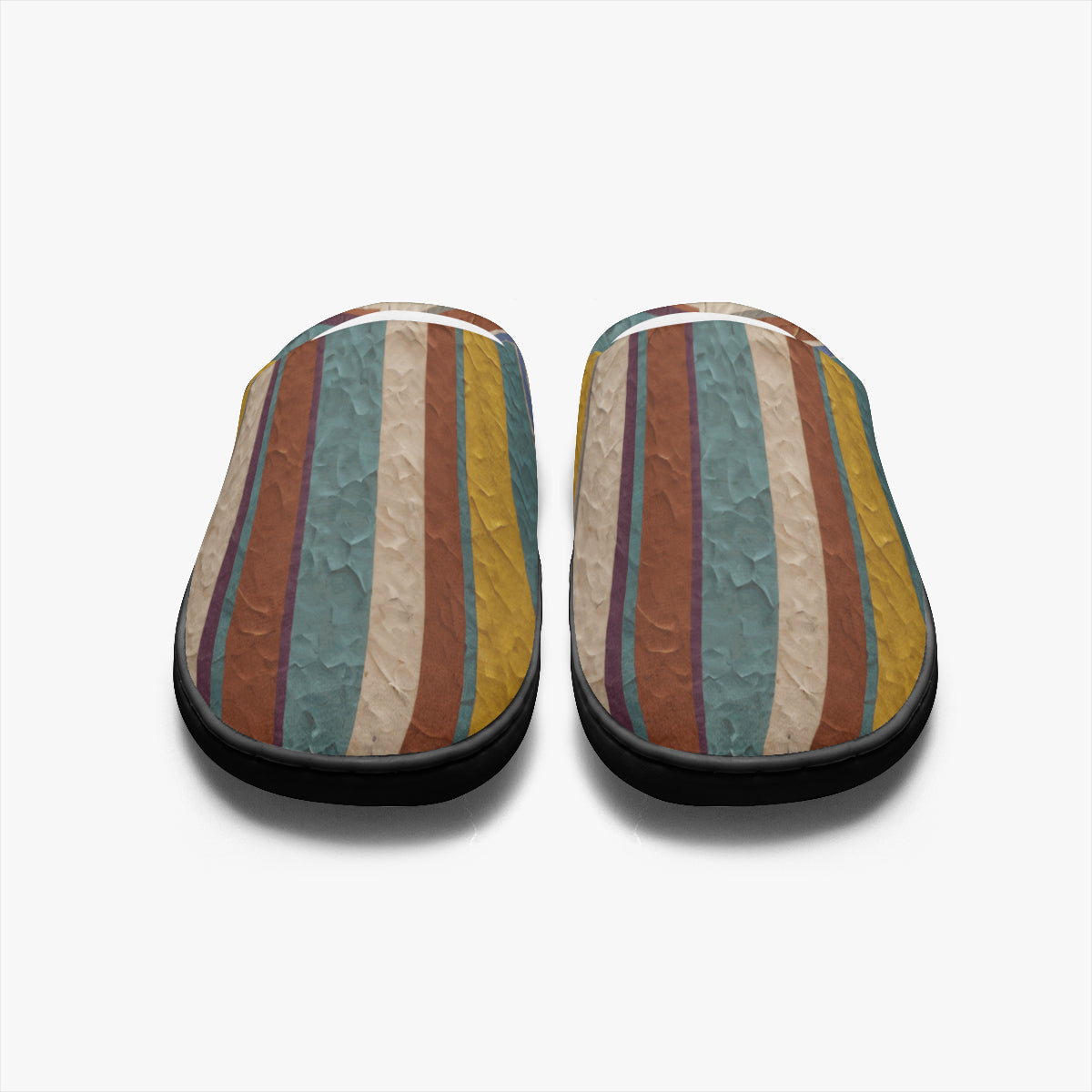 Strip Design Personalized Warm Cotton Slippers | Flannel