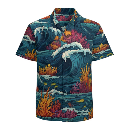 Ocean Waves Hawaiian Shirt | Polyester