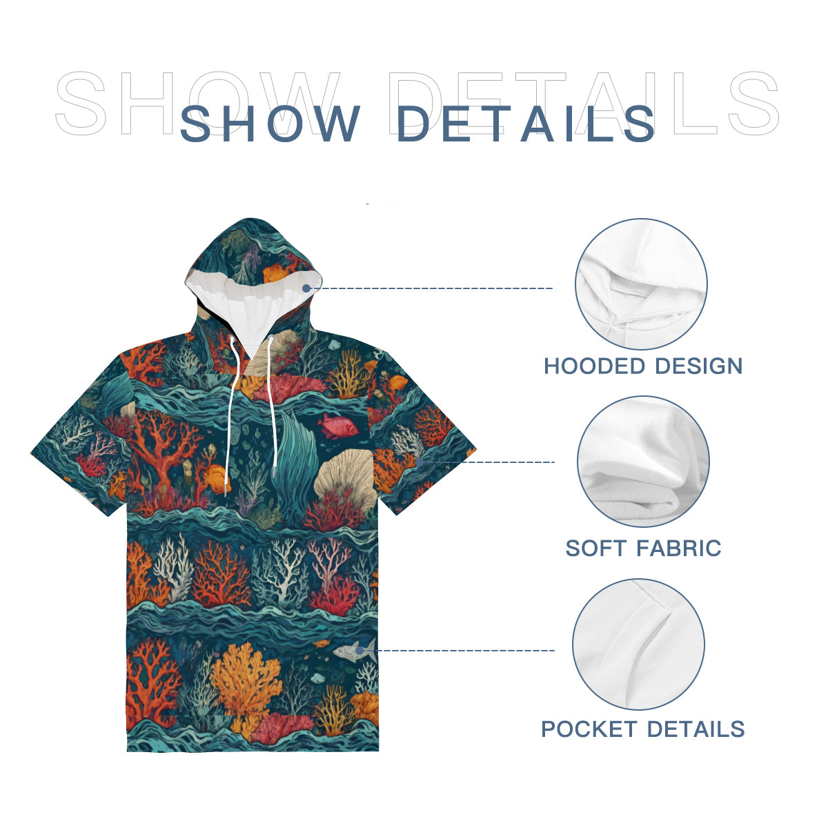 Under Sea Beauty Men's Hooded T-shirt丨Cotton