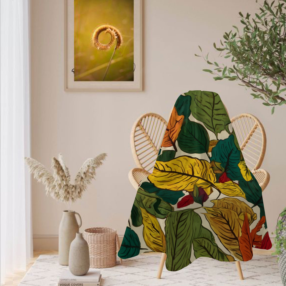 Awesome Leaves Round Blanket | 280GSM Flannel