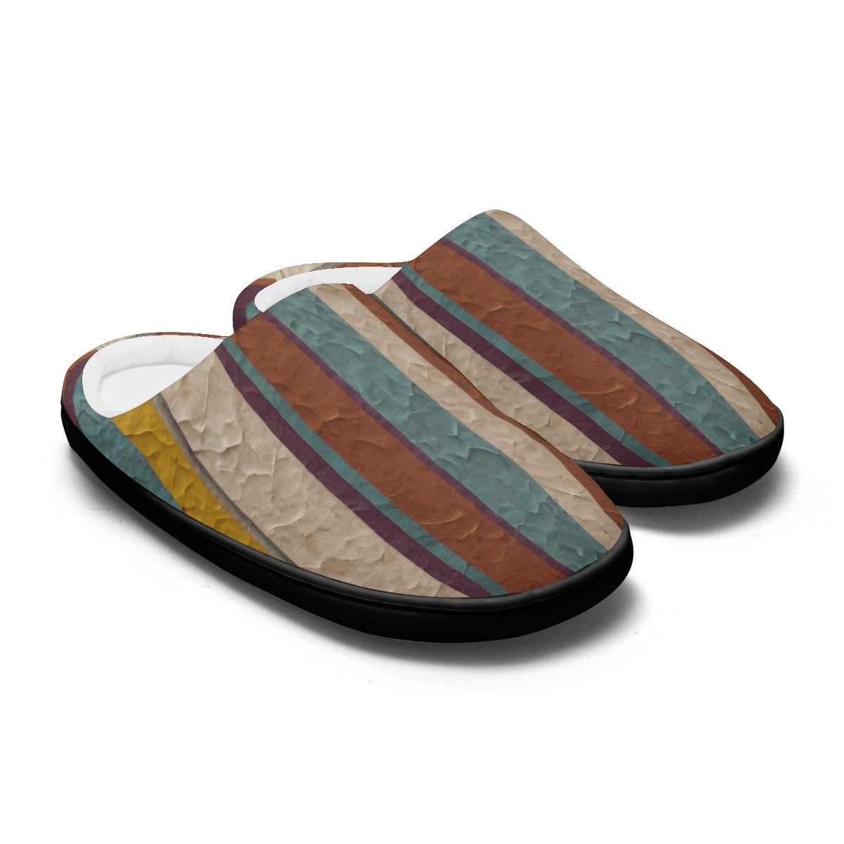 Strip Design Personalized Warm Cotton Slippers | Flannel