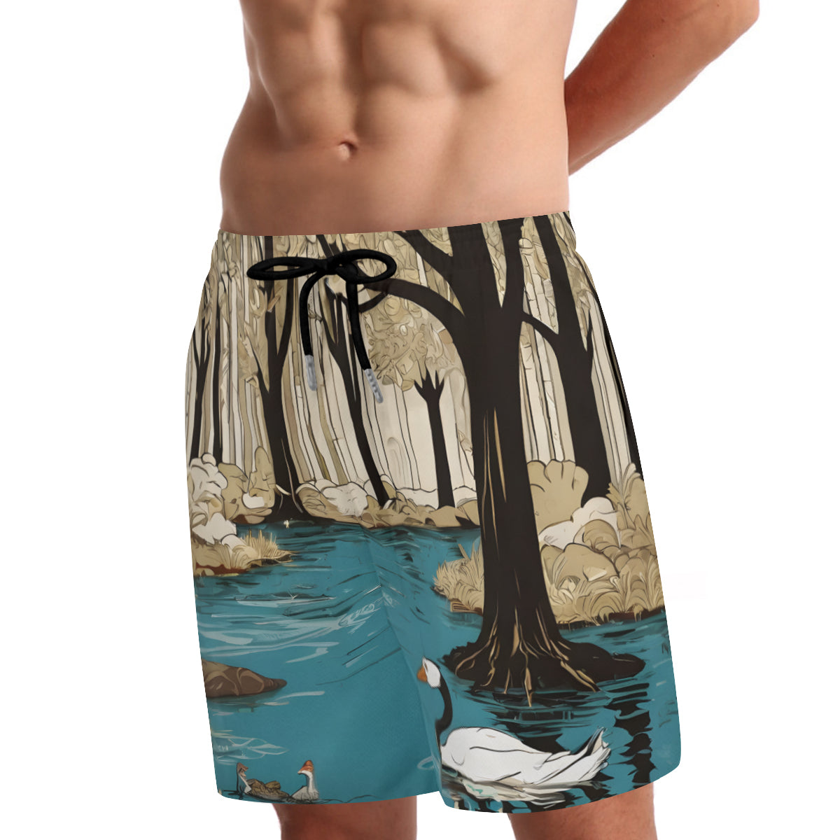 Landscape Wonder Men's Casual Shorts Double-Layer Sports Beach Shorts (Multi-Faceted Design) | Polyester
