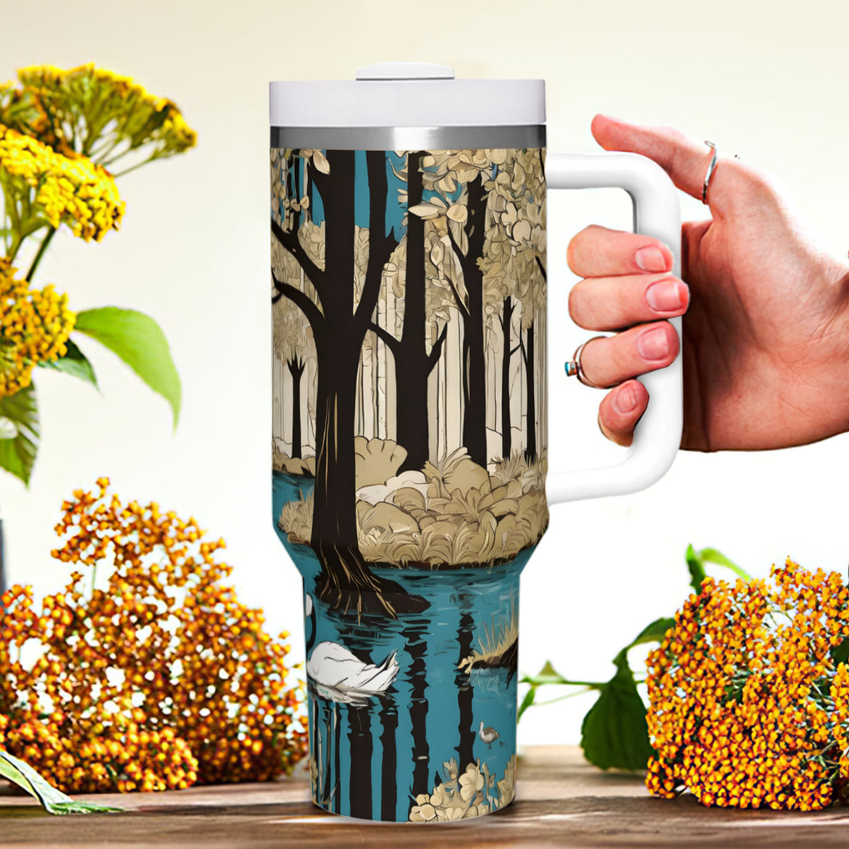 Landscape Wonder Large Capacity Tumbler with Handle(1100ml/40oz) | Stainless Steel 304