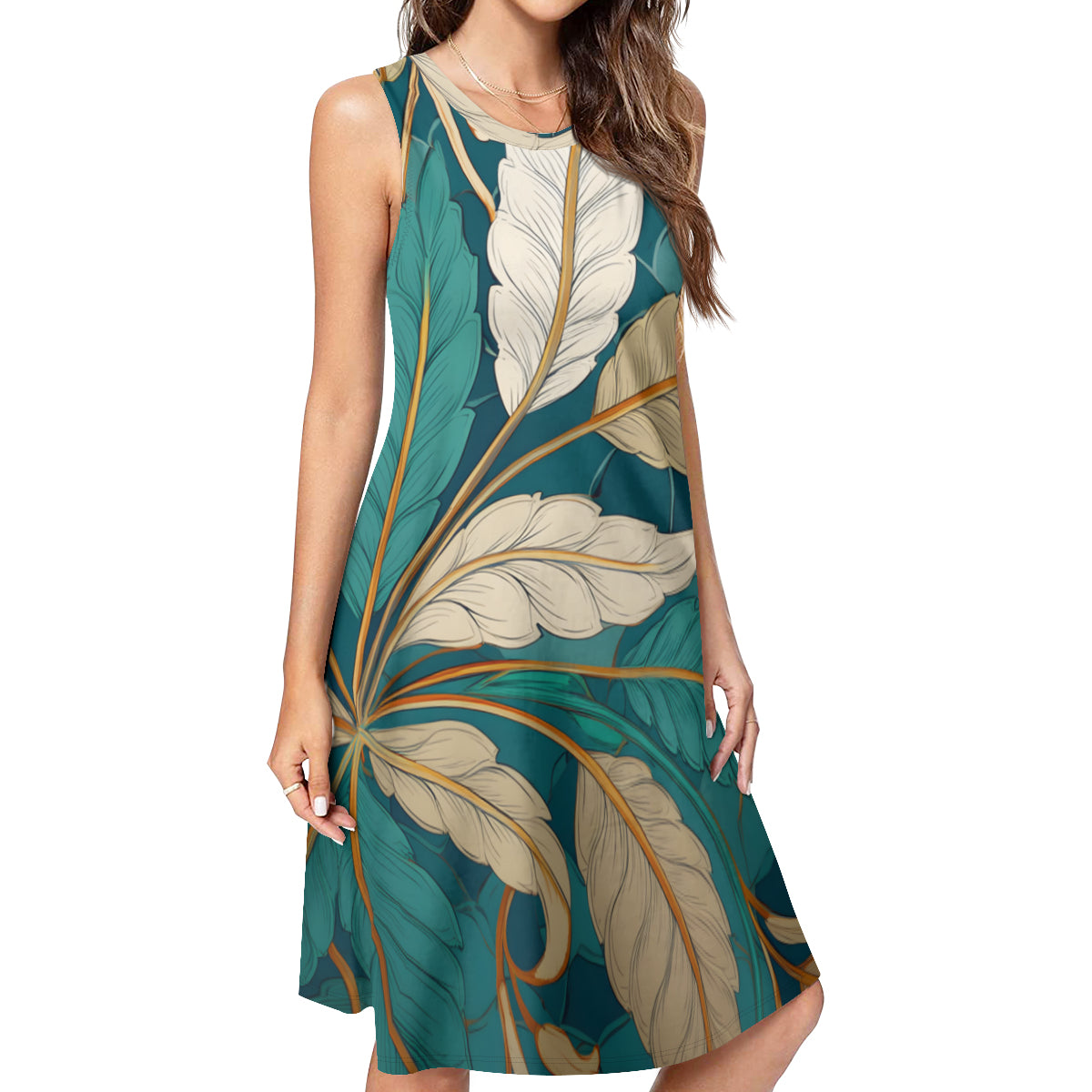 Tropical Leaves Women's Casual Dress | Polyester