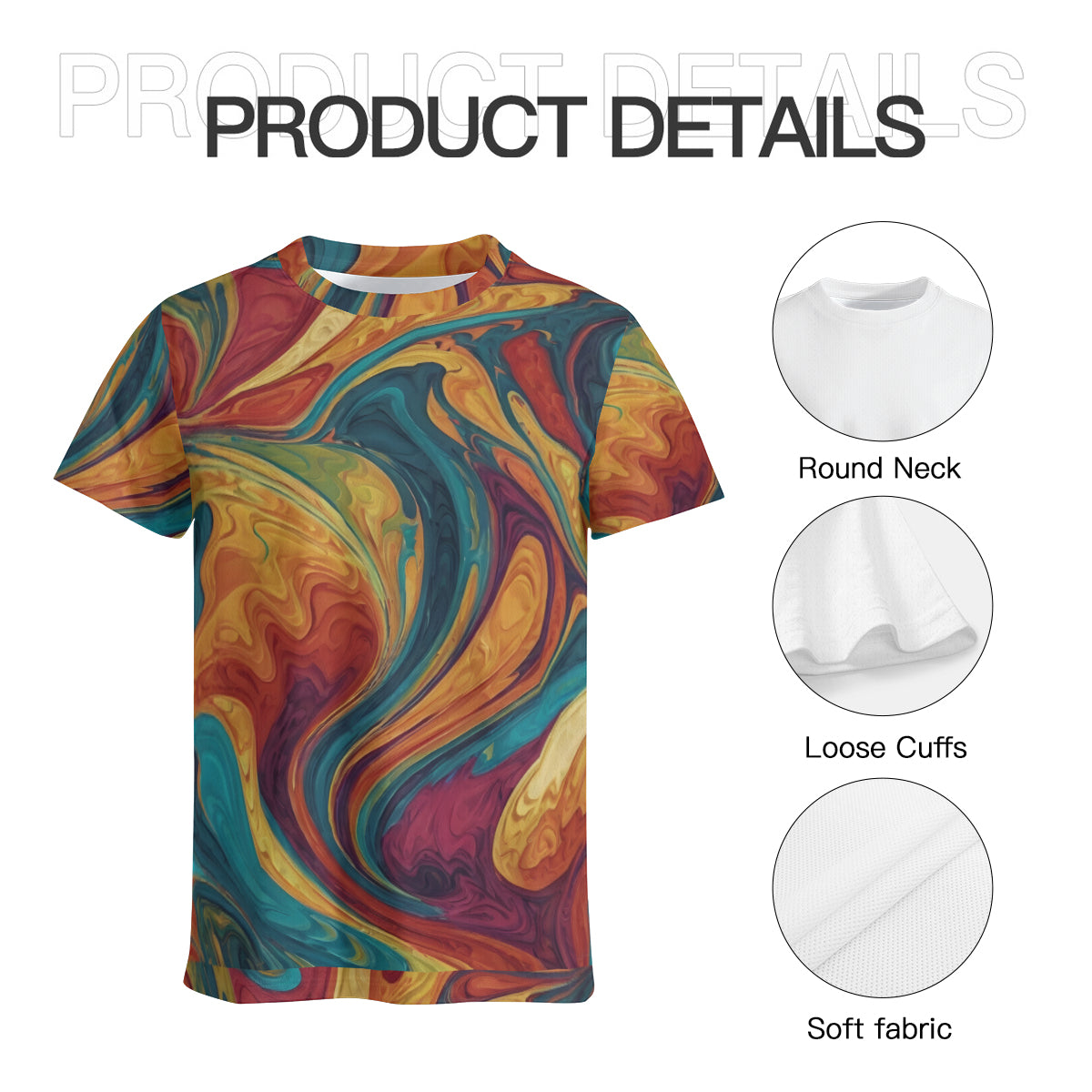 Colorful Design Men's T-Shirt (Mesh Fabric) | Polyester