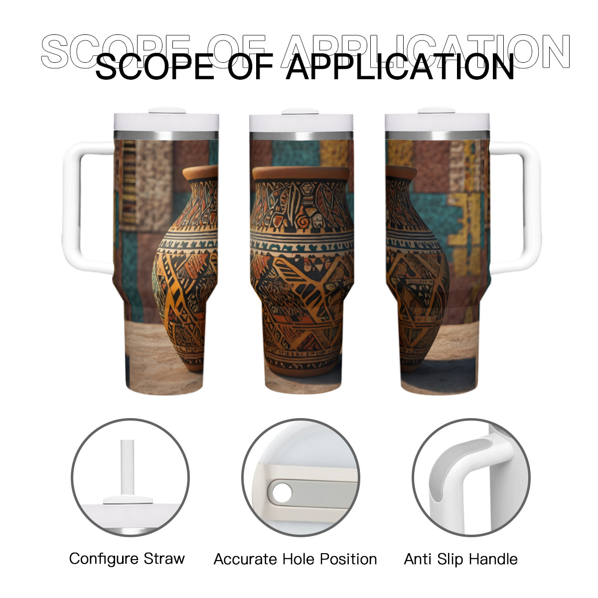 Golden Pot Large Capacity Tumbler with Handle (1100ml/40oz) | Stainless Steel 304