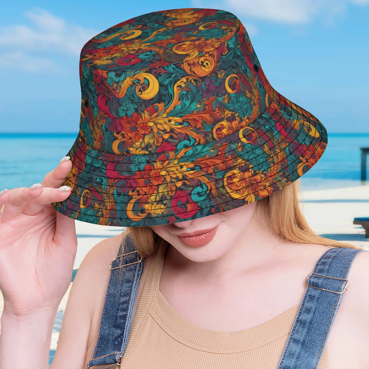 Awesome Flower Design Fisherman Hat | Polyester