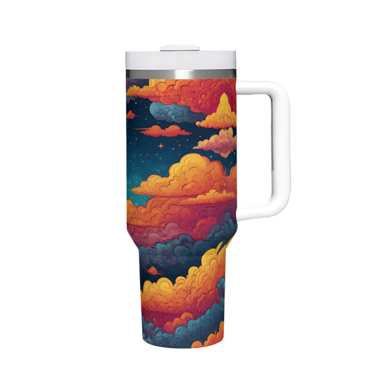 Sky Beauty Abstract Large Capacity Tumbler with Handle(1100ml/40oz) | Stainless Steel 304