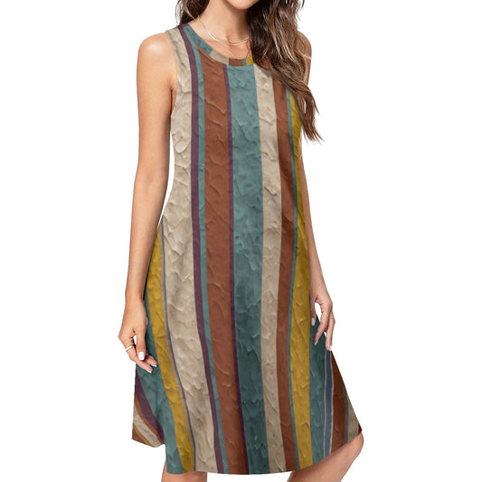 Strip Design Women's Casual Dress | Polyester