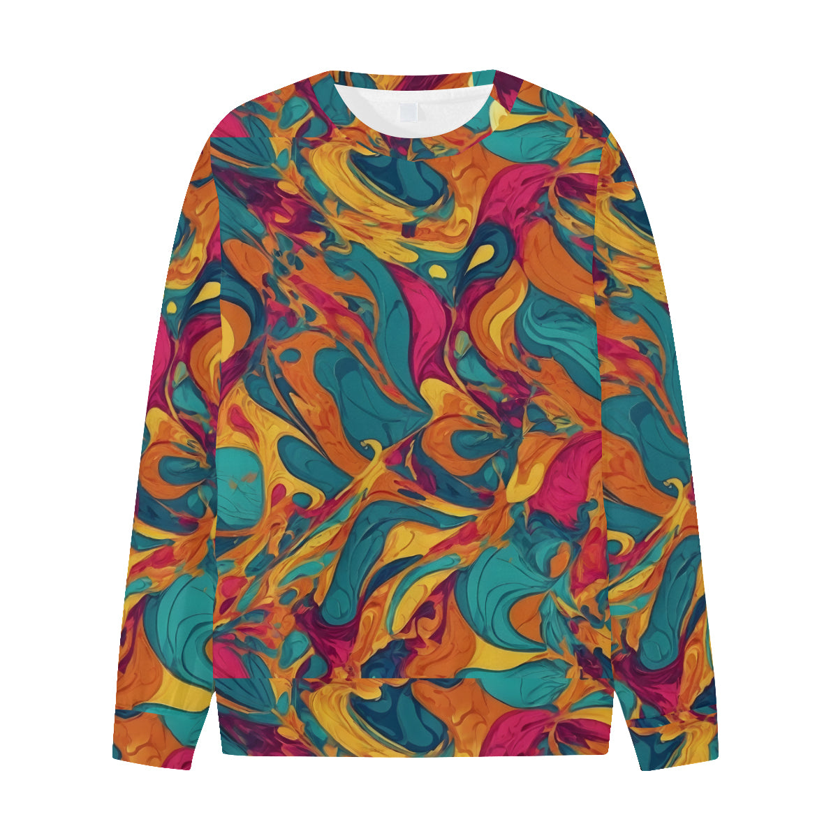 Colorful Pattern Men's O-Neck EU Size Long-Sleeved T-Shirt | 180GSM Cotton