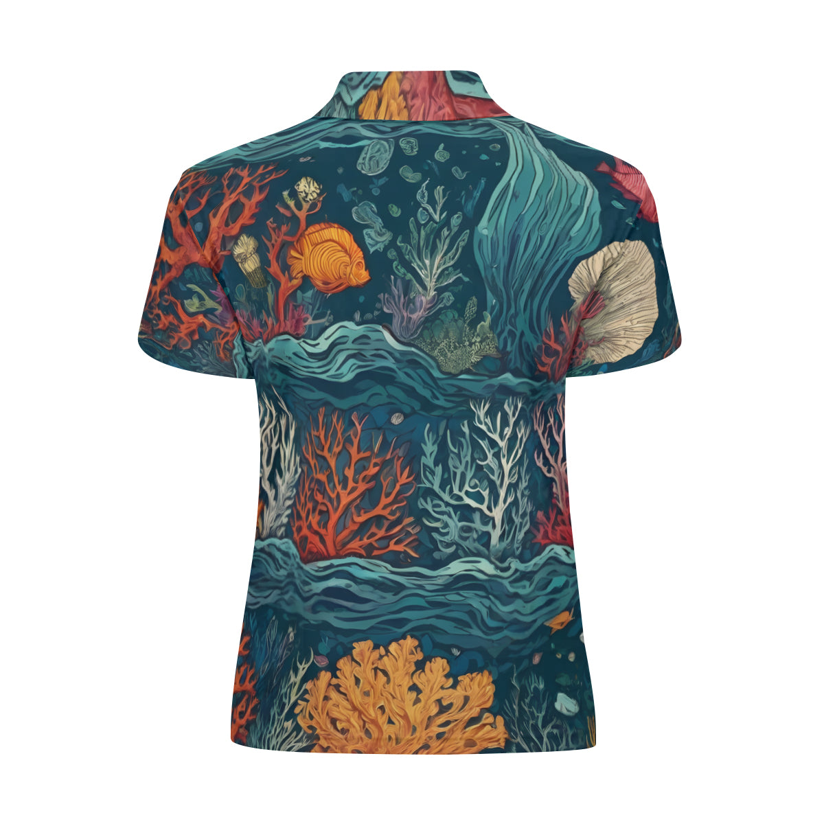 Under Sea Beauty All-Over Print Women's Short-Sleeved Polo Shirt｜Polyester