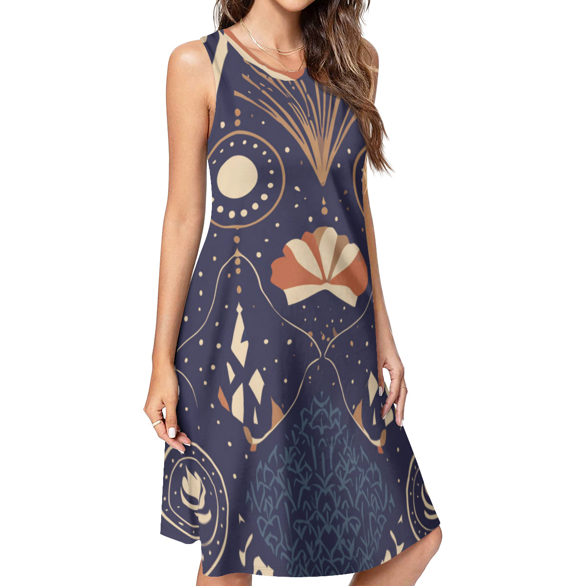 Abstract Blue Print Women's Casual Dress |