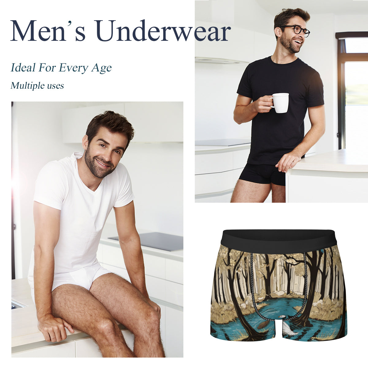 Landscape Wonder Men's Underwear (Front and Back Design)丨Polyester