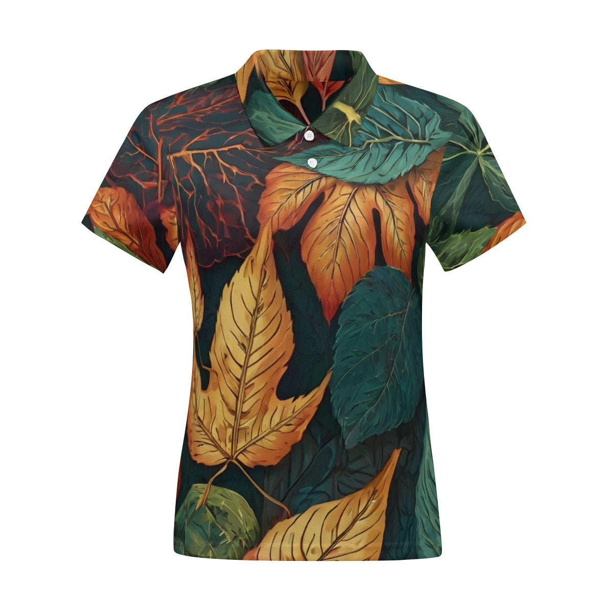 Floral Beauty Women's Short-Sleeved Polo Shirt｜Polyester