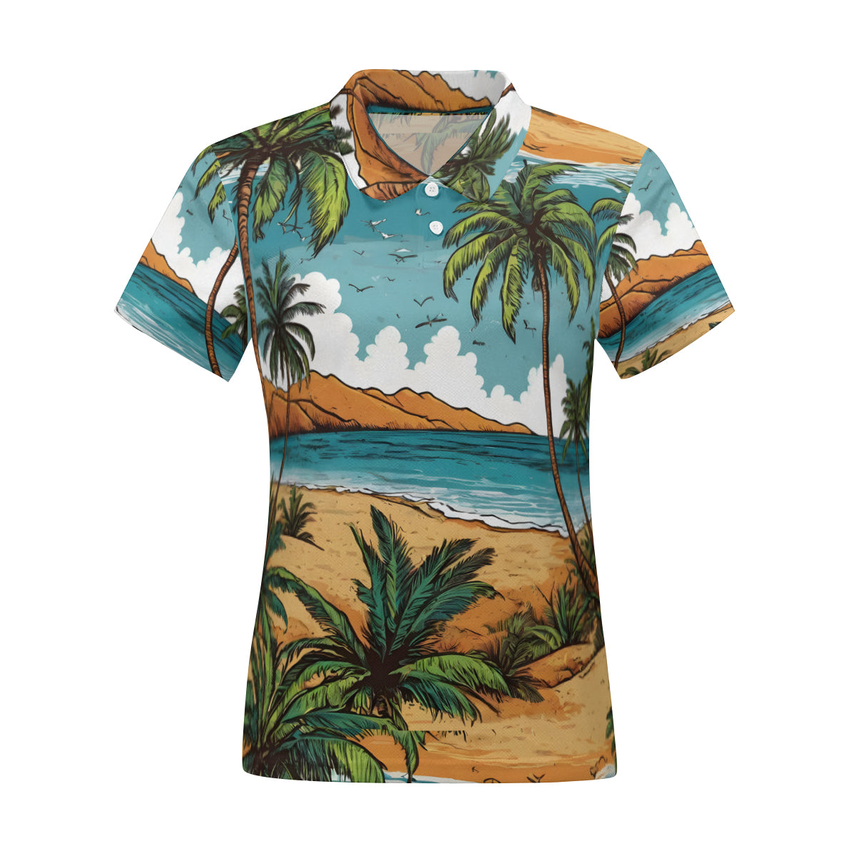 Beach Front Women's Short-Sleeved Polo Shirt