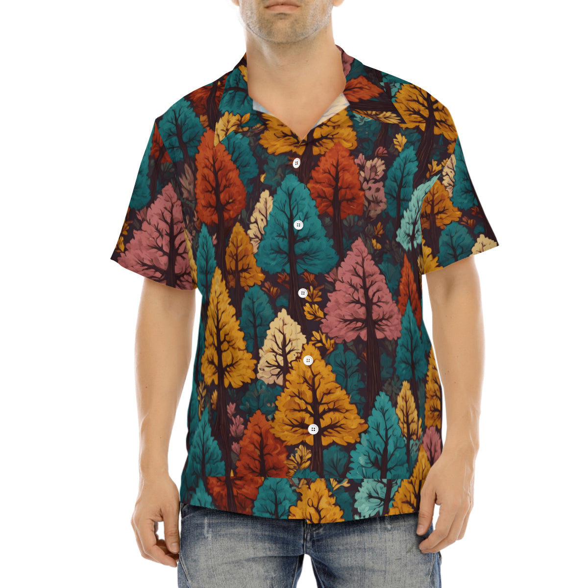 Beautiful Floral Men's Short-Sleeve Hawaiian Shirt (Lightweight) | Polyester