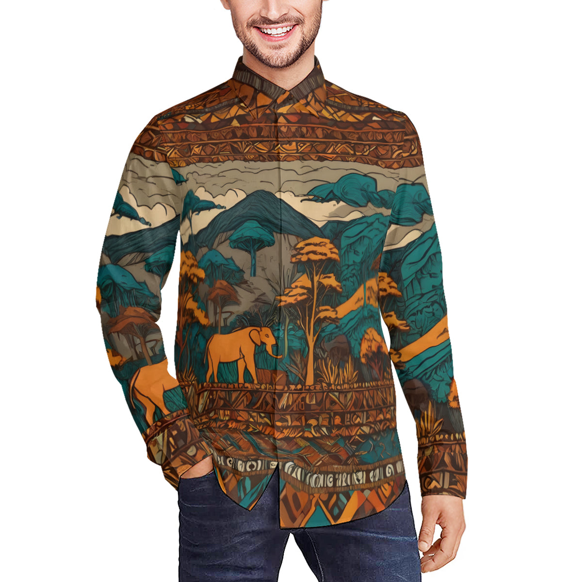 Beautiful Landscape All-Over Print Men's Classic Long-Sleeved Shirt | Polyester